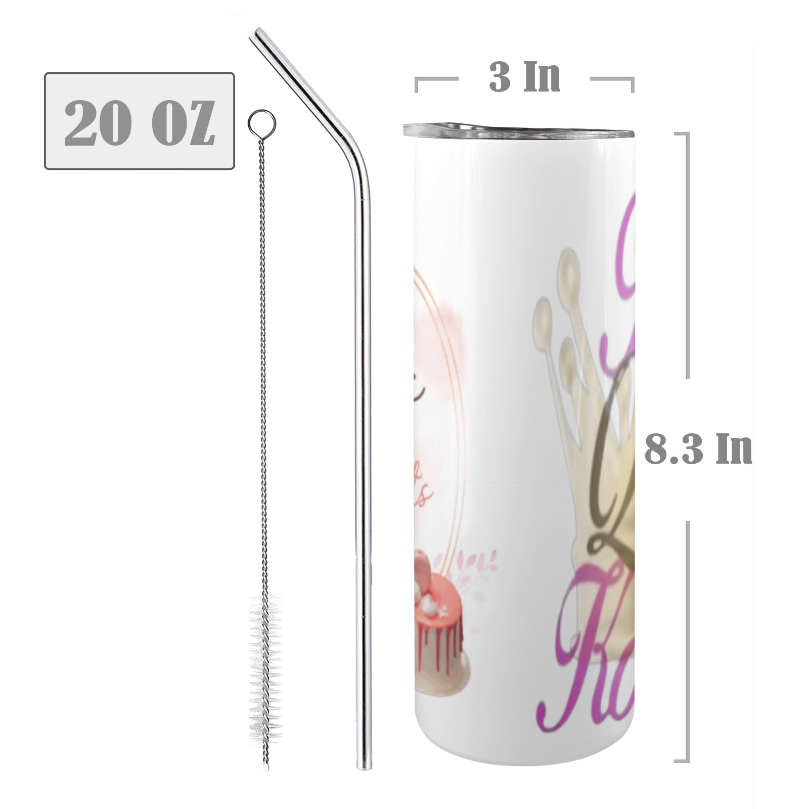 20oz Tall Skinny Tumbler with Lid and Straw
