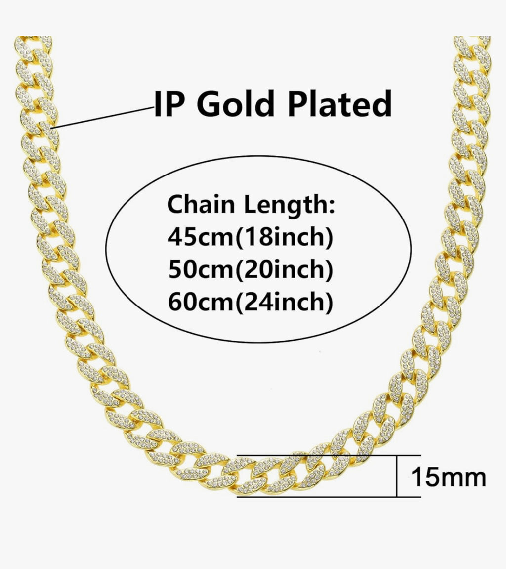 Saintda Cuban Link Chain and Bracelet Set for Men Women Iced Out Diamond