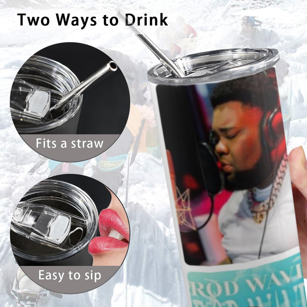 Rod Wave 20oz Tall Skinny Tumbler with Lid and Straw
