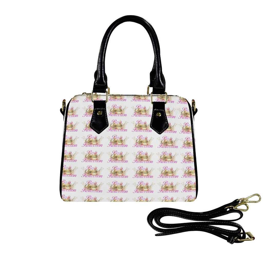Purse Boston Leather Handbag-Black Handle