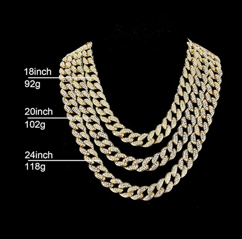 Saintda Cuban Link Chain and Bracelet Set for Men Women Iced Out Diamond