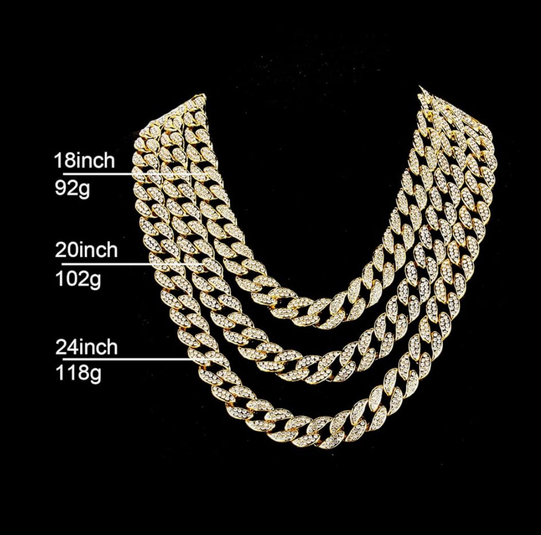 Saintda Cuban Link Chain and Bracelet Set for Men Women Iced Out Diamond