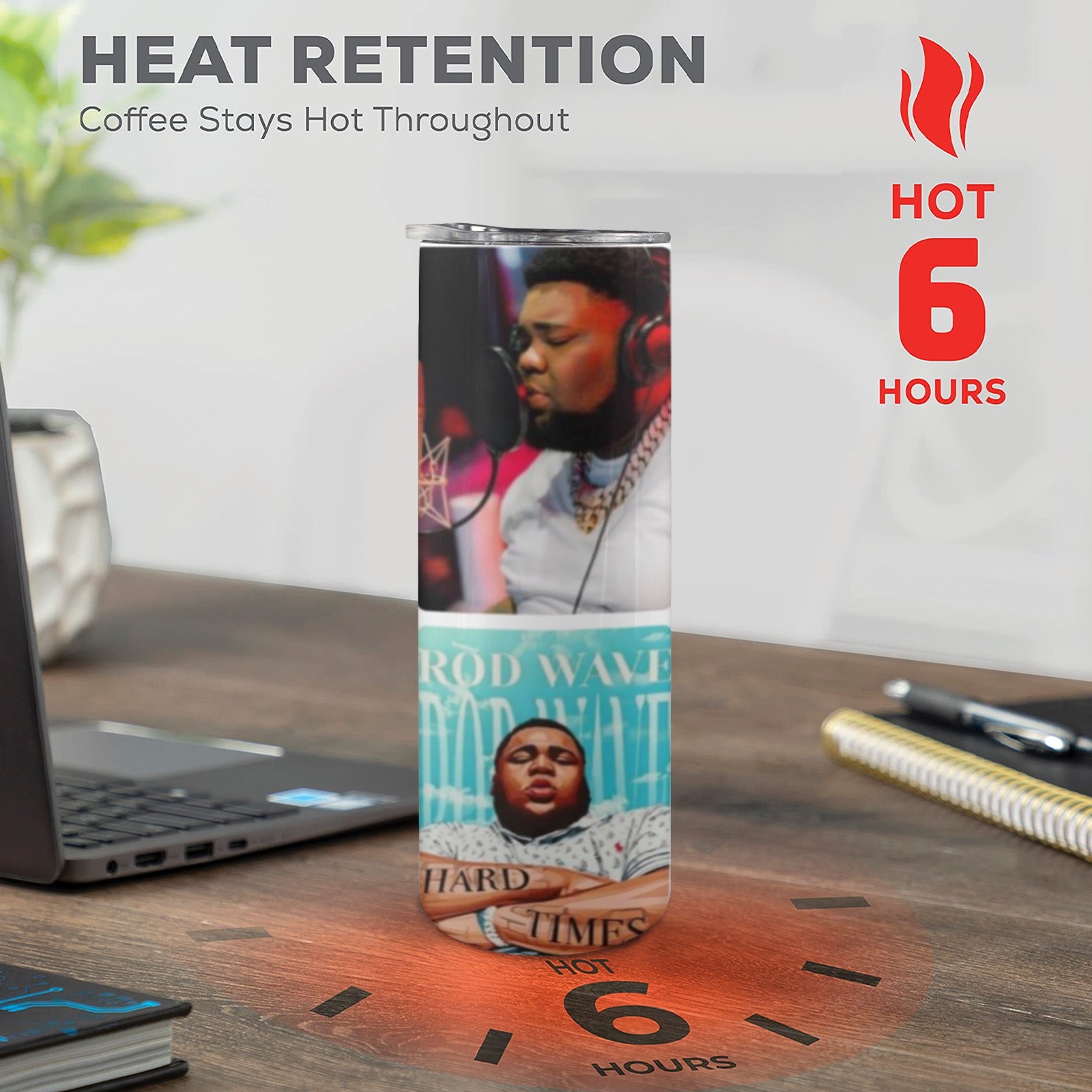 Rod Wave 20oz Tall Skinny Tumbler with Lid and Straw